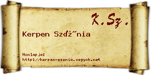 Kerpen Szénia névjegykártya